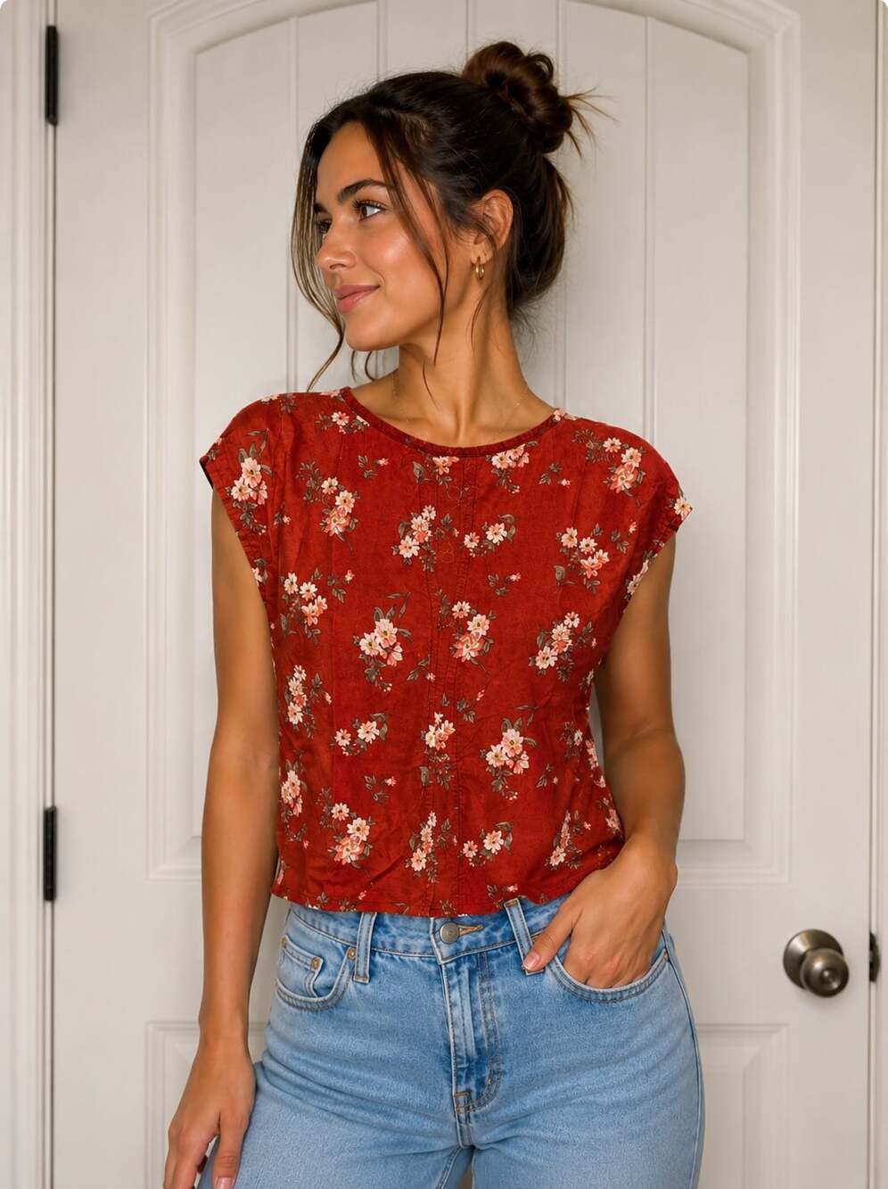 Abercrombie & Fitch floral keyhole back‎ top small